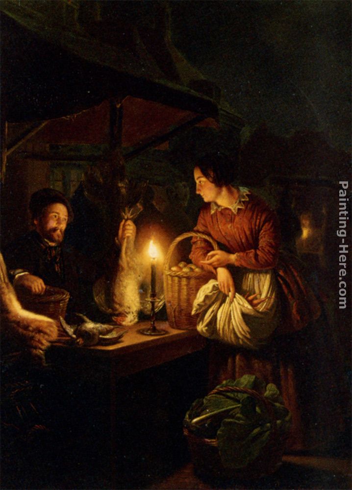 The Candlelit Market painting - Petrus Van Schendel The Candlelit Market art painting
